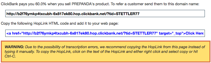 ClickBank code snippet